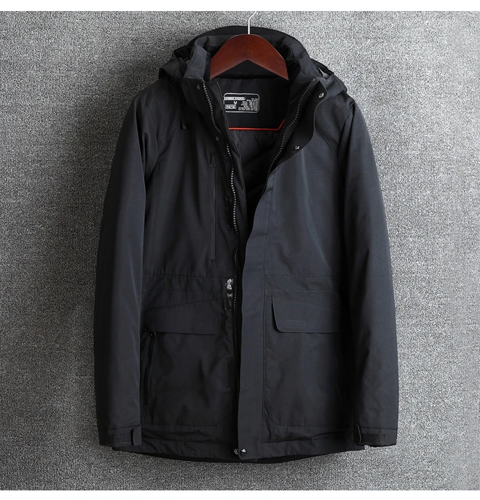 Winter New Men's Long White Duck Down Jacket High Quality Fashion Casual Hooded Thick Warm Coat Male Brand Clothing