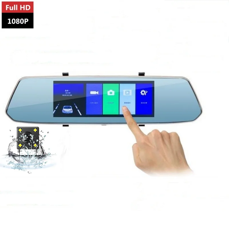 

Car Dvr 7.0 Inch Touch Dash Cam FHD 1080P Night Vision Video Recorder Rearview Mirror DVRsWith Rear ViewCamera Auto Registrator
