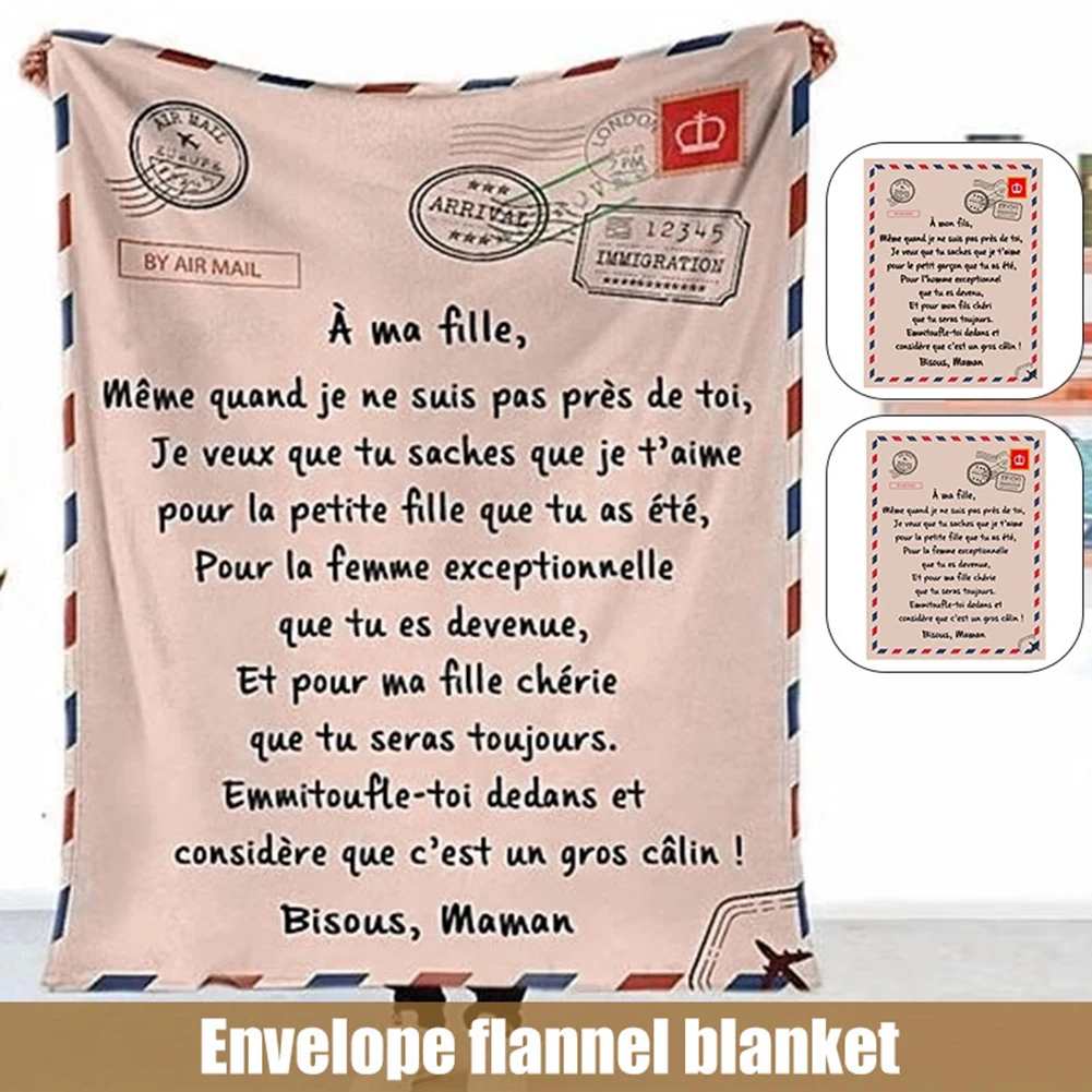 Manta de lana para mi hija e hijo, colchas Reversible de franela con letras impresas, tapiz de pared, regalo de amor positivo