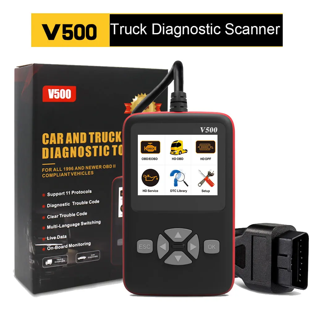 V500 автомобильный Грузовик Obd2 сканер для автомобиля грузовик сверхмощный авто код ридер DPF Сброс масла CR-HD автомобиля диагностический инструмент PK NL102P