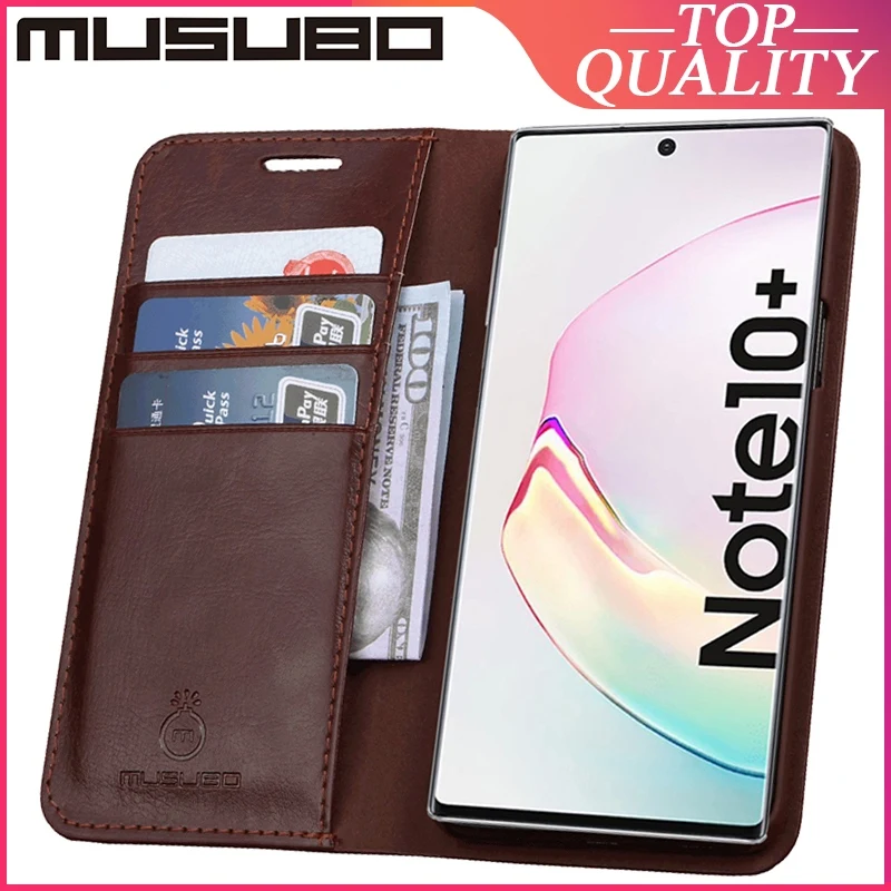 

Musubo Genuine Leather Case For Samsung Note 10 Plus 9 8 Galaxy S8 Plus S9 + S10 Luxury Flip Cases Cover Card Slot Wallet casing