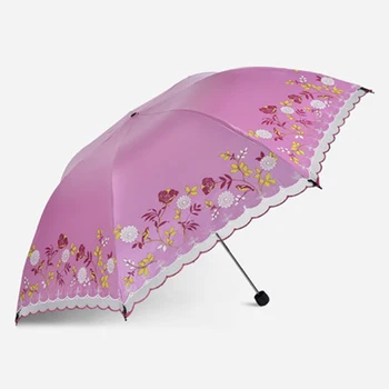 

Mini Pocket Folding Umbrella Wind Resistant Sunny Umbrella Rain Women Parasol Coche Plegable Lace Sun Parasol Garden QZH214