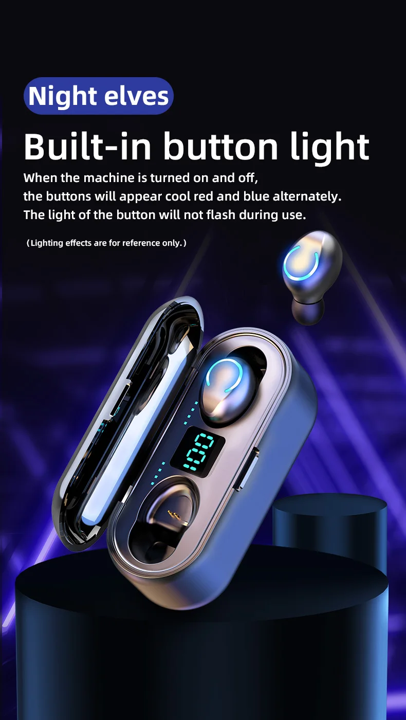 New F9 Wireless Headphones Bluetooth 5 0 Earphone TWS HIFI Mini In ear Sports Running Headset Support iOS Android Phones HD Call
