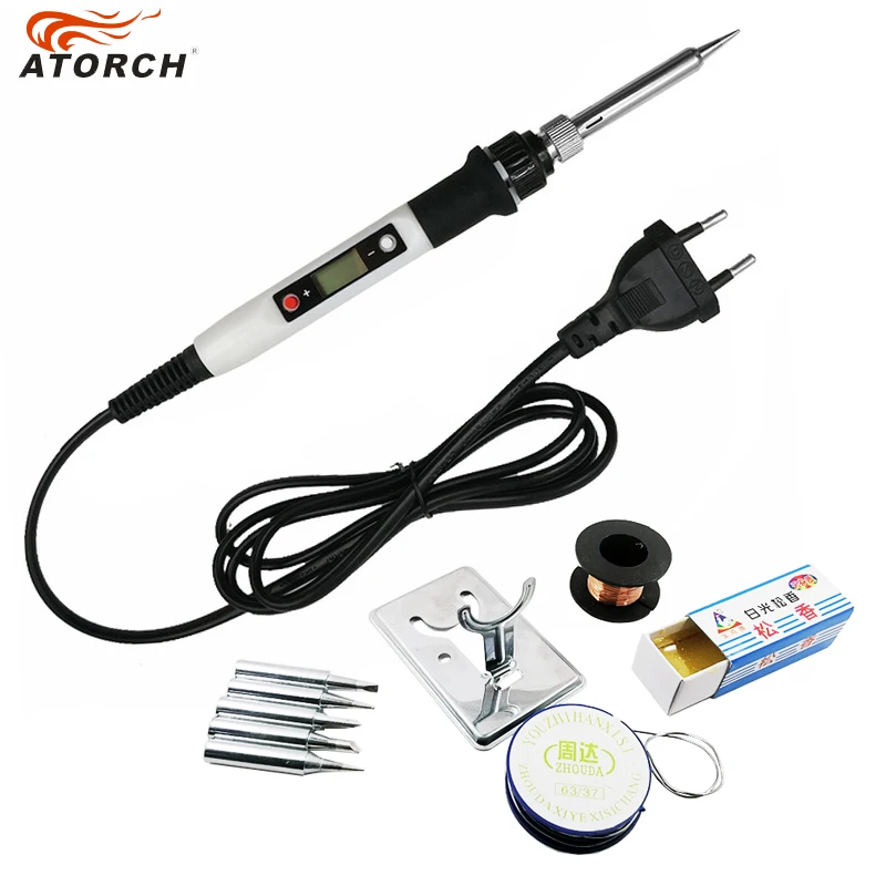White 10ps Tool Kit DGKS 60 Вт Регулируемая температура Электрический паяльник набор сварочная паяльная станция тепловой карандаш ремонт 10 шт. набор инструментов выключатель питания - Цвет: White 10ps Tool Kit