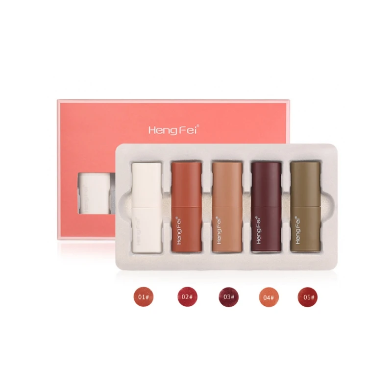 5 Colors Matte Lipstick Set Long Lasting Lip Gloss Nude Velvet Waterproof Lip Pigment Women Lip Makeup Pro - Цвет: 1 set