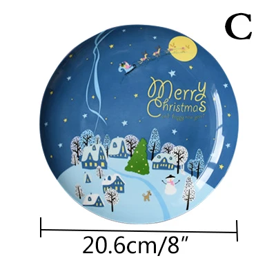 DS0154 Plate Рождественское блюдо, керамическая тарелка, фарфоровая посуда, столовый набор, блюдо для салата, поднос для торта, кондитерских изделий, фруктовые сервировочные тарелки, ресторан 8 '', 1 шт - Цвет: DS0154 Plate