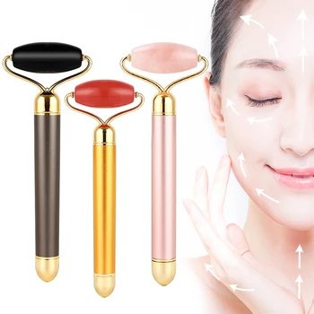 Electric Rose Quartz Roller Face Slimming Lifting Massager Natural Jade Stone Facial Vibration Roller Skin Beauty Care Tool 1