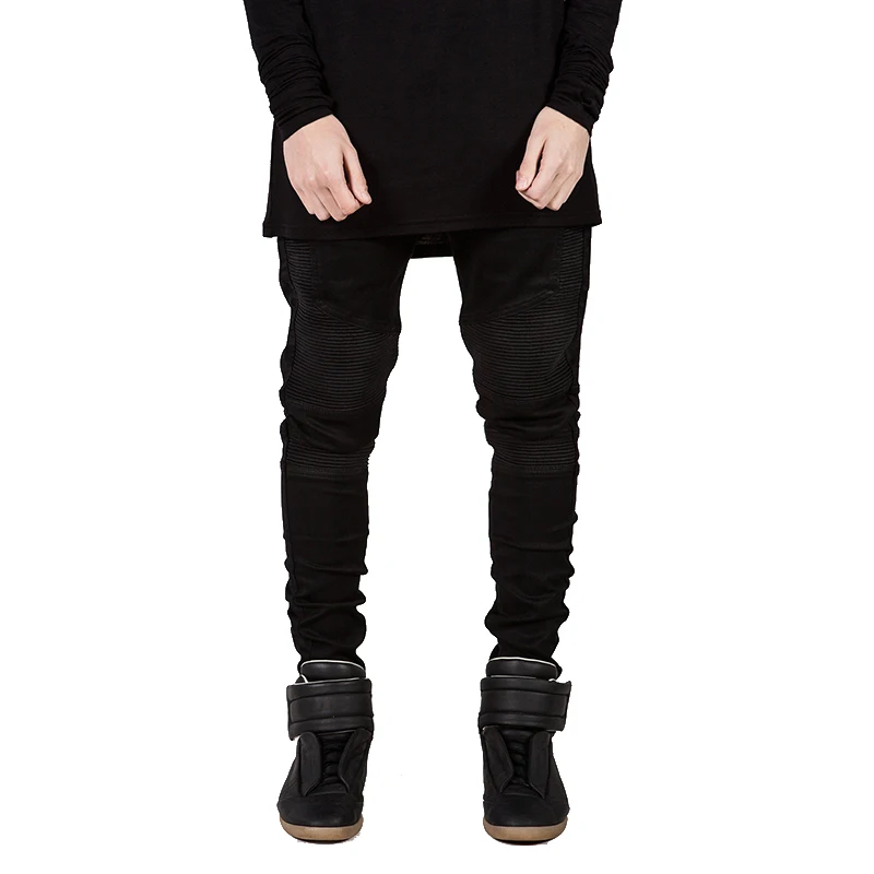 MJARTORIA Для мужчин s стильные дизайнерские брендовые черные джинсы обтягивающие, в полоску рваные стрейч Slim Fit в стиле хип-хоп, штаны с полосками для Для мужчин - Цвет: Black