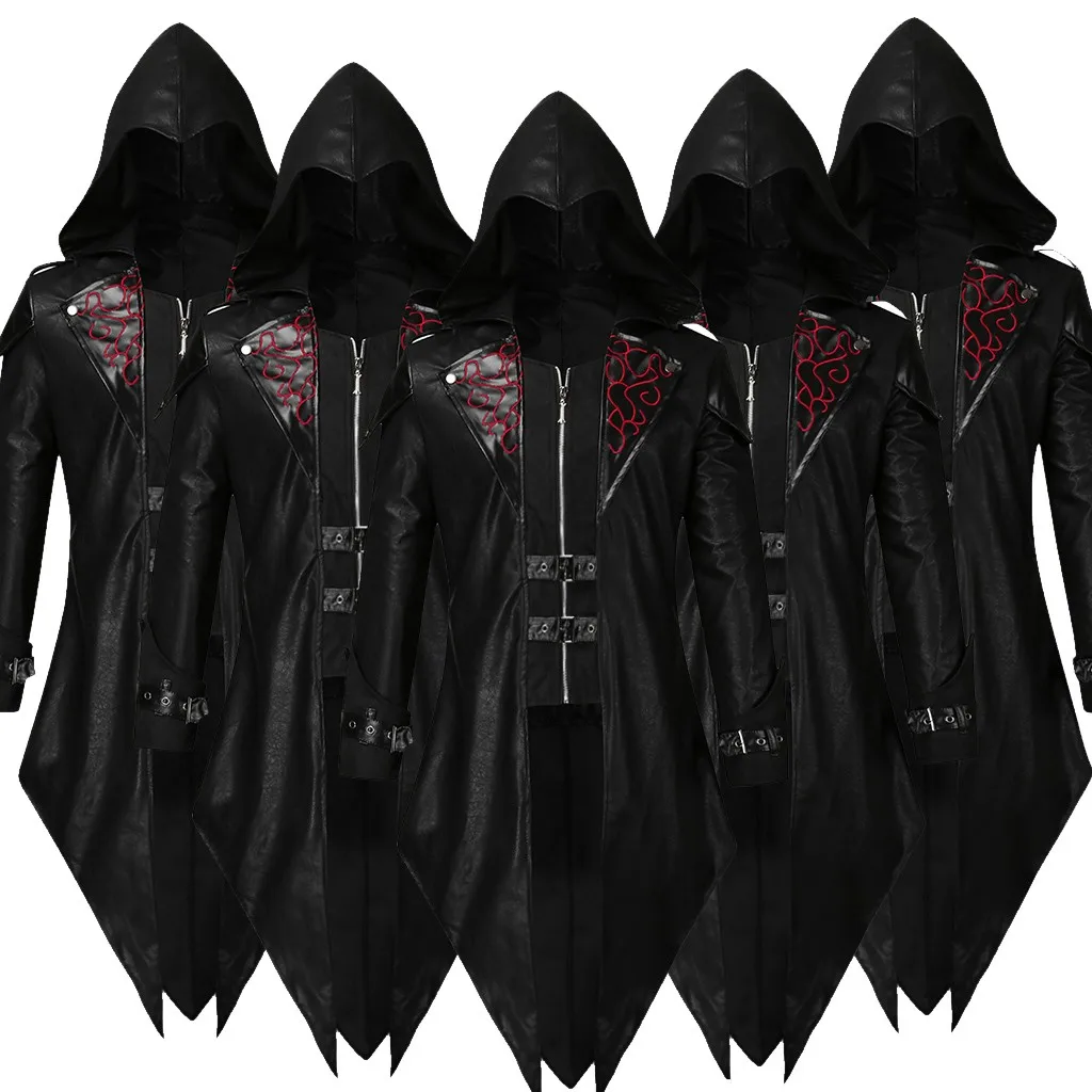 Men's Tailcoat Jacket Coat Goth Steam Punk Uniform Hoodie Praty Outwear Coat High Quality Comfy Vintage Jacket Пальто Мужское 1
