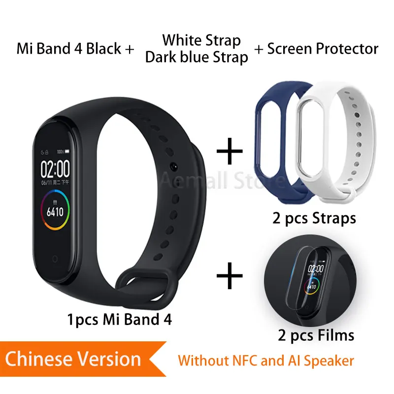 CNWhiteDarkblue Xiaomi mi Band 4 mi band 4 глобальная версия новейший Bluetooth 5,0 Браслет Фитнес браслет сердечного ритма китайская версия - Цвет: CNWhiteDarkblue