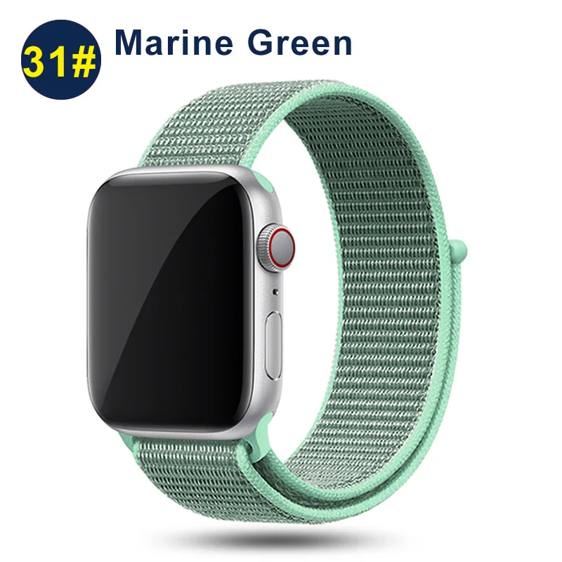Marine Green Ремешок UEBN для Apple Watch Series 5 4 3 band 44 мм/40 мм Спортивная петля для iwatch band 5 42 мм 38 мм ремешок браслет нейлоновый ремешок для часов - Цвет ремешка: Marine Green