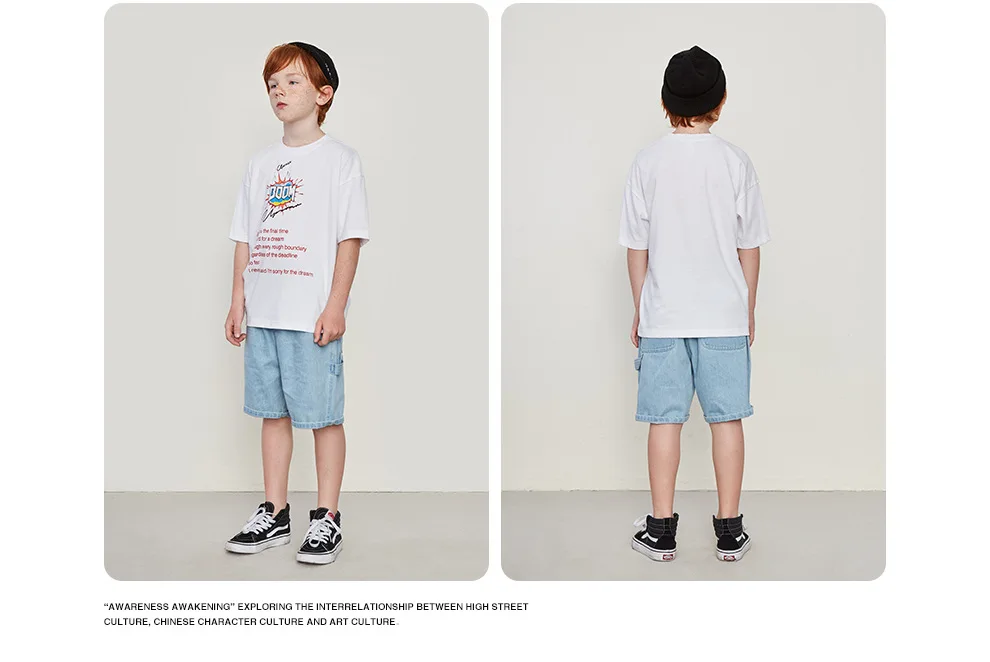 Брендовая T-shirt2019, новая летняя футболка с короткими рукавами и принтом в виде букв для мальчиков, Детская Хлопковая свободная футболка в уличном стиле