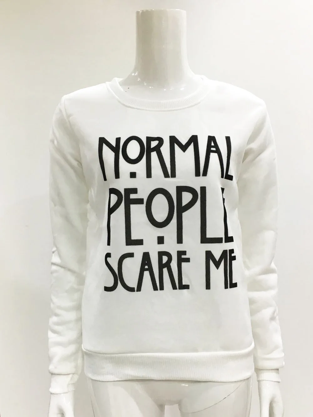 Толстовки с надписью «Normal people scare me», женские повседневные толстовки Kawaii Harajuku, новая одежда в стиле панк, европейские Топы в Корейском стиле