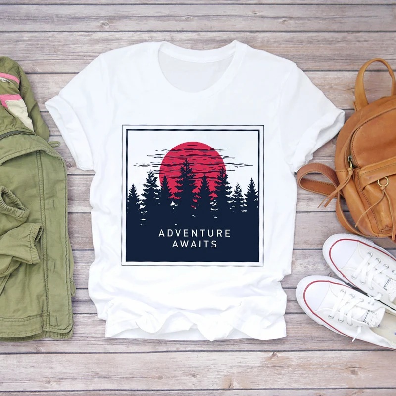 Женская футболка с цветочным принтом летняя Приключения и горы 2020|Футболки| |