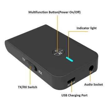 

AOZBZ 3-In-1 Bluetooth 5.0 Receiver Transmitter Converting Device Portable Rechargeable Speaker Black Outdoor Compact