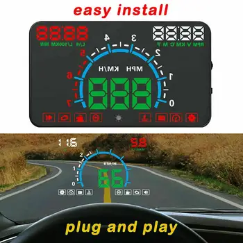 

High Definition Display Car Hud Head Up Display Obd Ii Auto Gauge Dash Screen Speeding Warning Modified Projector