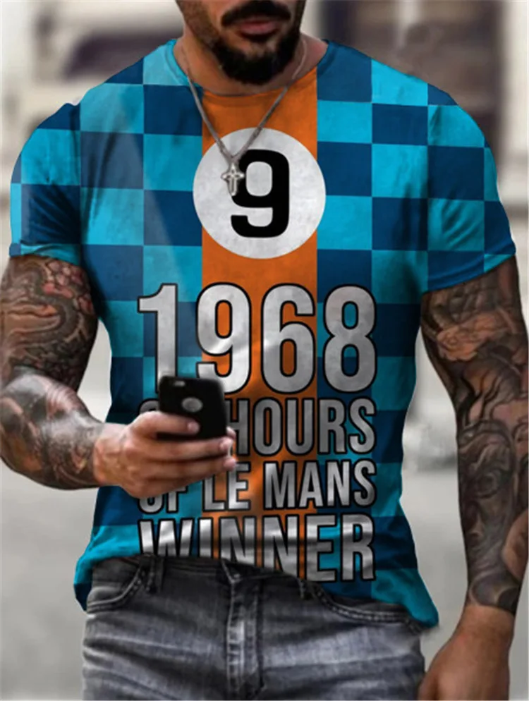 Route 66 Letter Print T-Shirt Men Summer Short Sleeve Casual Sportwear Tees  Highway Style Loose Male Clothes Breathable Tops