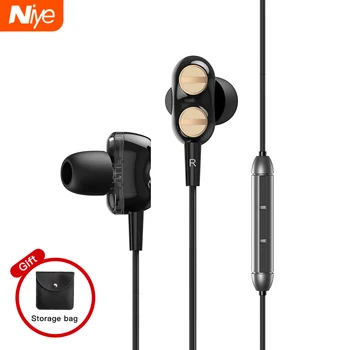 

Quad-Core Dual Dynamic Wired Earphone In-Ear Dual Driver Phone Wired Mic Volume Control Earbuds HiFi Gaming Headset Gamer