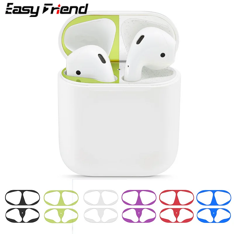 

8 Colors Dust Sticker For Apple AirPods Accessory Inside Stickers Case Dust-Proof Patch Iron Metal Protective Film Cover