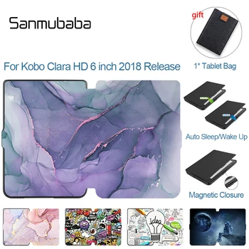 

Sanmubaba PU Leather Case For Kobo Clara HD 6 inch funda 2018 Release Magnetic Smart e-book eReader Auto Sleep/Wake