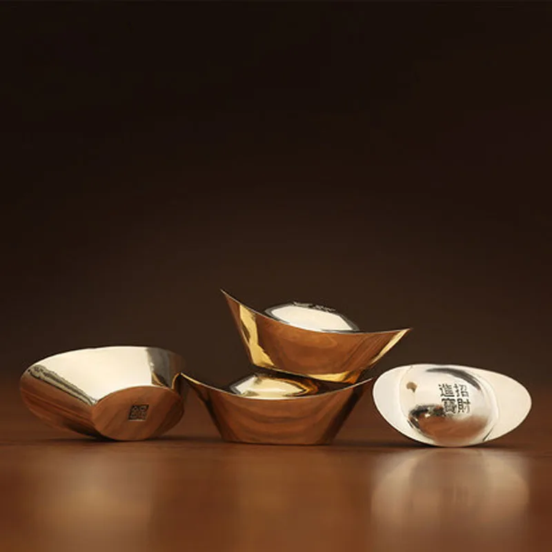 Gold Bronze ingot Ornaments, Home Decorations, Office Crafts Props, Solid Size