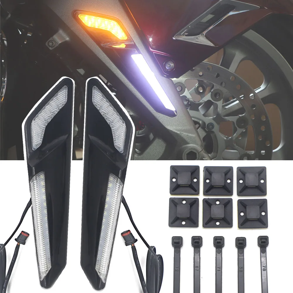 Motorcycle Front Brake Fork Mounted NAV LED Lights in Chrome or Black