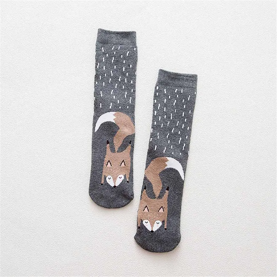 Осенне-зимние теплые махровые носки с петельками и рисунками животных в японском стиле для колледжа повседневные милые носки Рождественский подарок - Цвет: 23