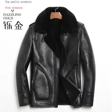 Натуральная кожа, мужское пальто, овчина, настоящая овчина, мужская куртка, пальто из натурального овечьего меха для мужчин, высокое качество, модное зимнее пальто