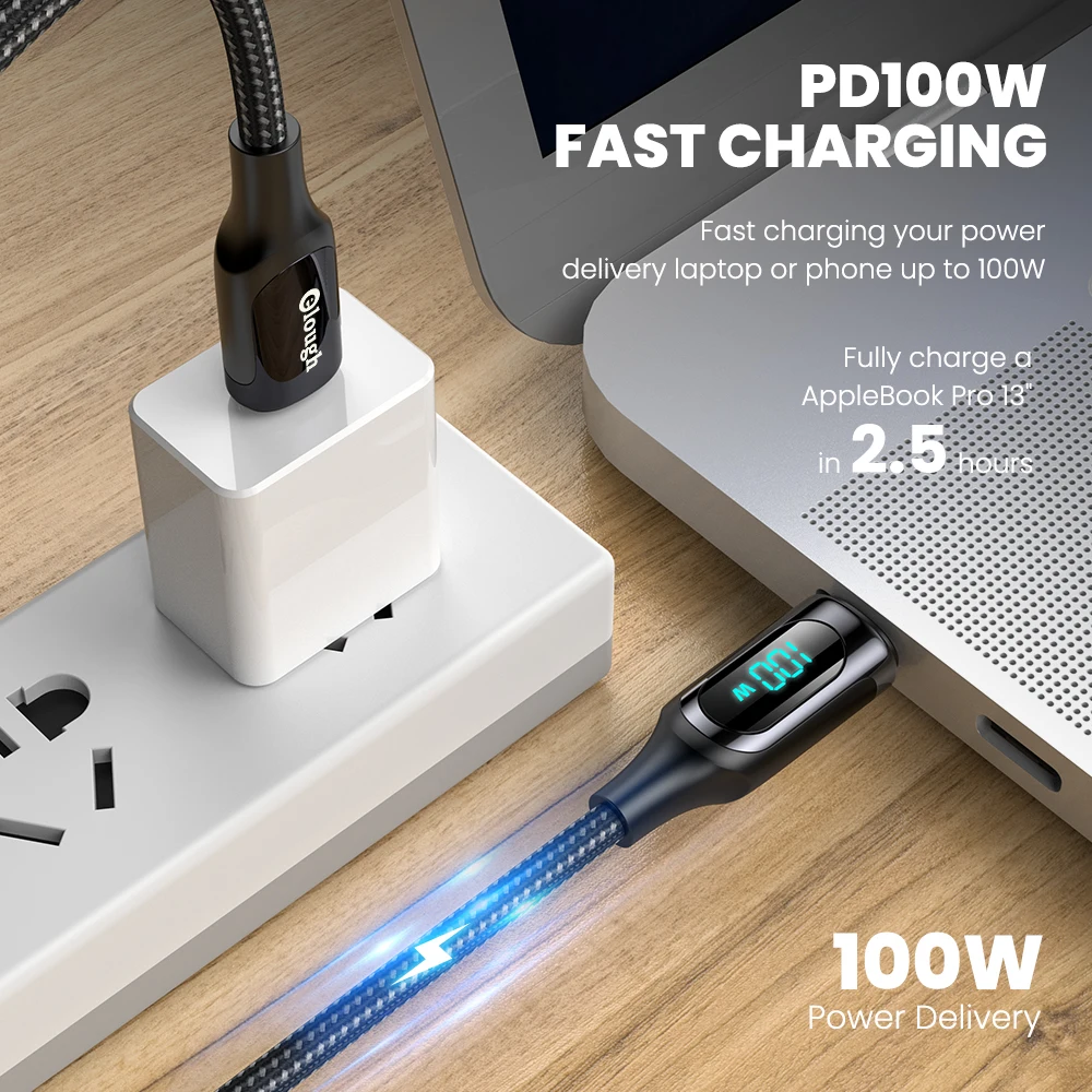 Elough-Cable USB tipo C de carga rápida para Samsung, Xiaomi, POCO, cargador de USB-C, PD, 100W - Imagen 2