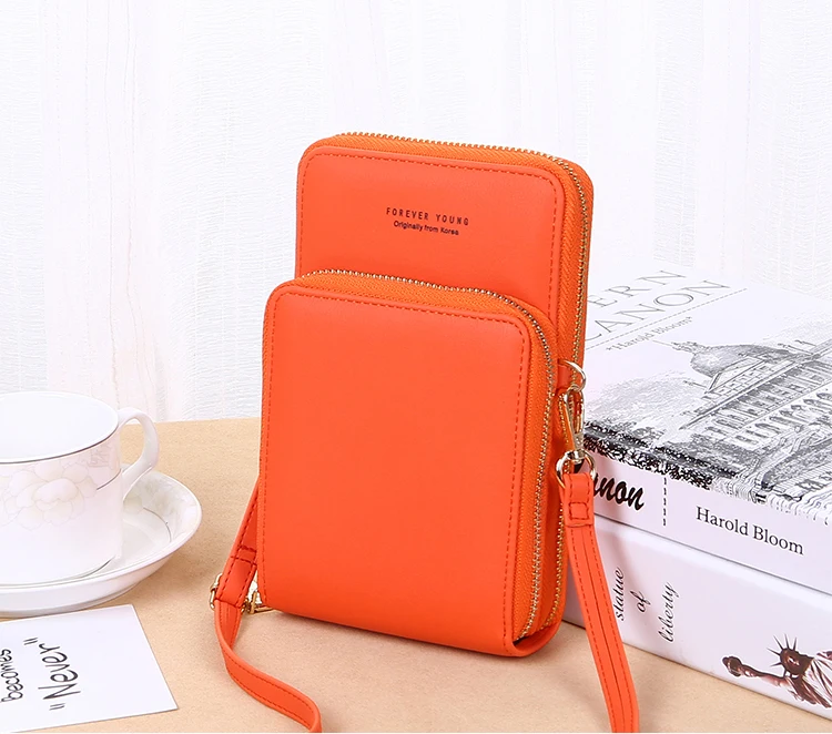 new wallet Korean version of the fashion large capacity oblique cross-pack solid color multifunctional mobile phone bag fem