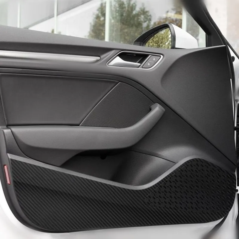 Car Door Anti Kick Pad Protection Decals For Audi A3 Q3 Q5 Q7 Carbon Fiber Stickers Auto Interior Accessories Car Door Anti Kick Pad Protection Decals For Audi A3 Q3 Q5 Q7 Carbon Fiber Stickers Auto Interior Accessories