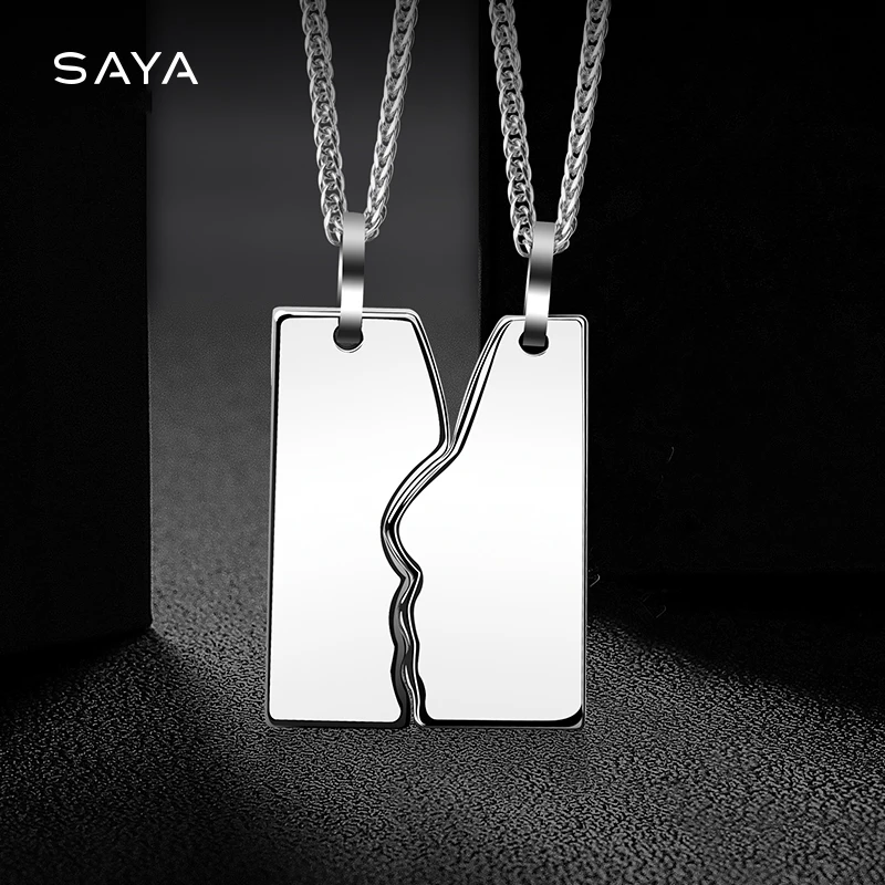 Tungsten Pendant for lovers Couple Necklace Men Women Customized Clavicle Chain Fashion Jewelry, Free Shipping, Engraving