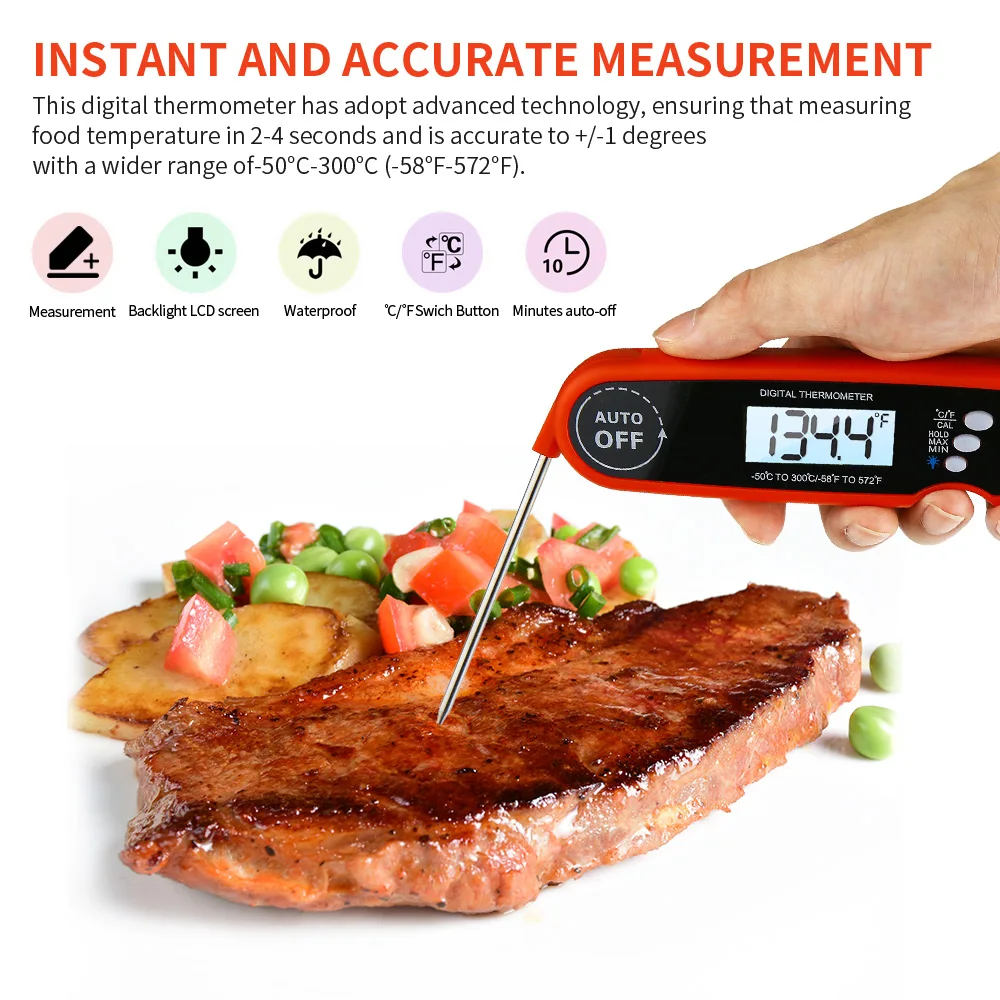 IP67 Waterproof Digital Folding Thermometer With Bottle Opener Food Thermometer For Kitchen Cooking BBQ