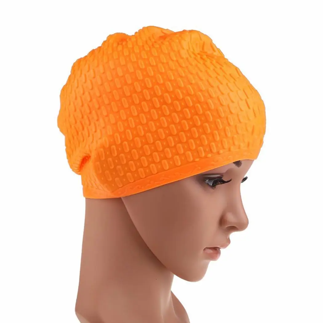 

Unisex Swimming Waterproof Silicone Diving Bath Cap Protection Solid Ear Hair