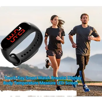 

Touch-Key Smart Watch Bracelet Display Body Temperature Measure LED Screen Smart Watch With Time Display