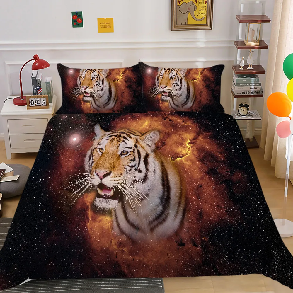 

3D Bedding Set King Size Duvet Cover Set Animals Design Tiger Printed Comforter Covers Queen Full Double Single Size Decorations
