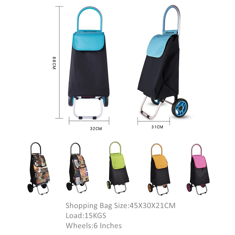 ALWAYSME Portable and Foldable Shopping Cart With Bag For Shopping ,Camping,15CM Wheels