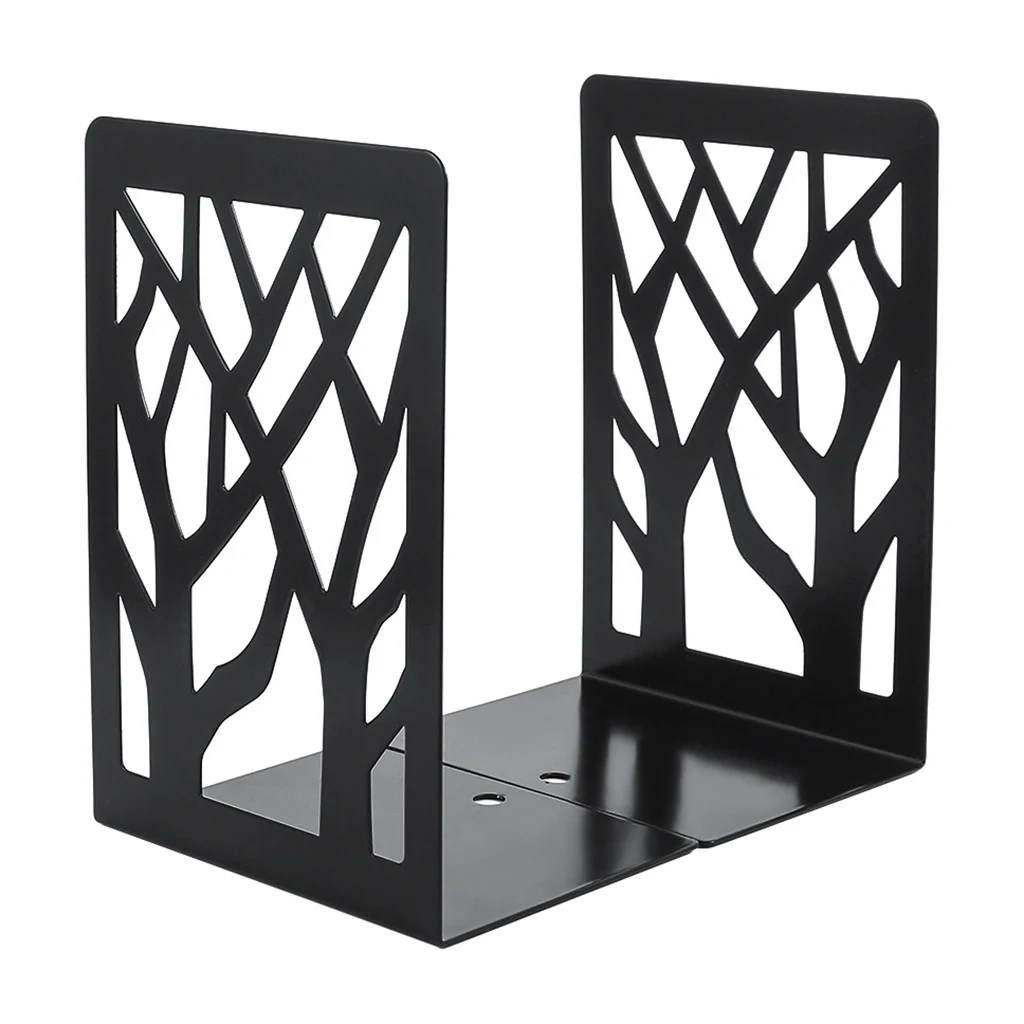 1Pair New Contemporary Mat Simple Metal Bookends Book Ends Pair Black