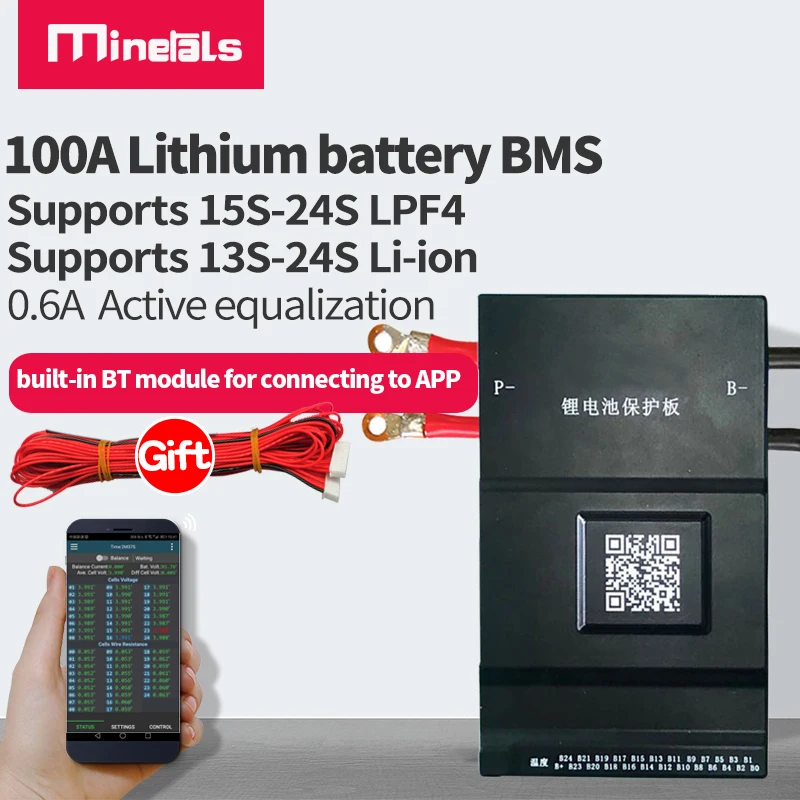 Литиевая батарея JK BMS 13S-24S smart 48 в 16s 60 LFP4 72 lipo 17s 14s с поддержкой Bluetooth app 100 А активный
