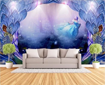 

CJSIR Custom Photo Wallpaper Large Wall Sticker 3D Dream Aesthetic Forest Peacock Snow White Background Papel De Parede Decor