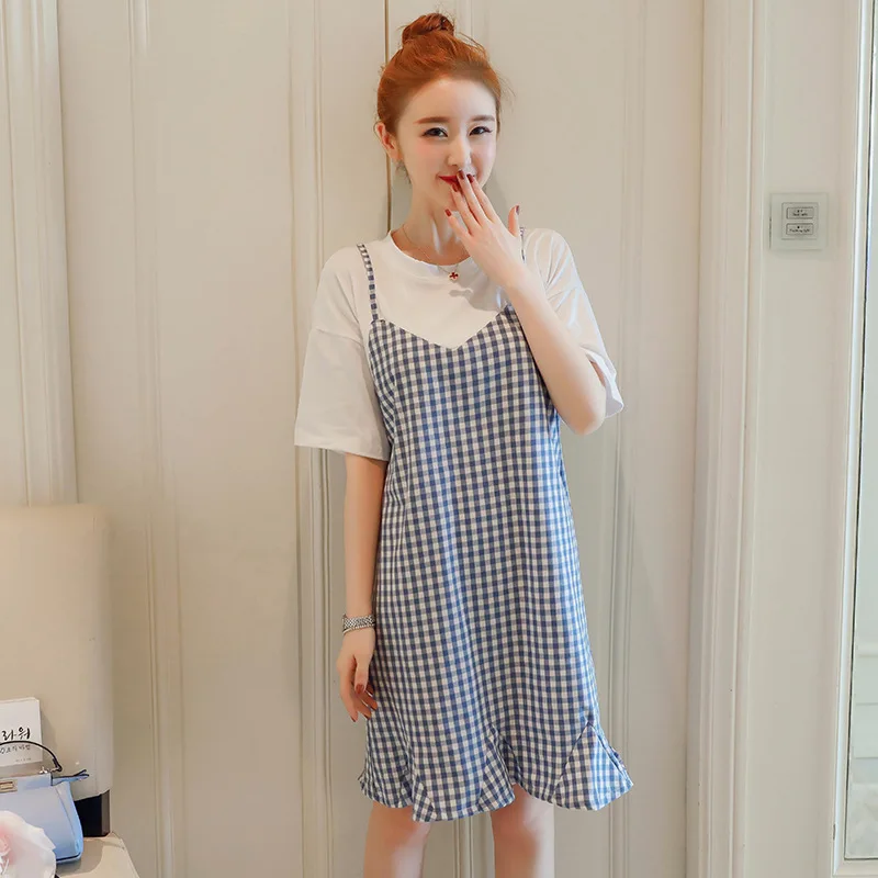 

Maternity Clothes 2019 Summer New Style Korean-style Fashion Stripes Fake Two-Piece Pregnant Women Dress