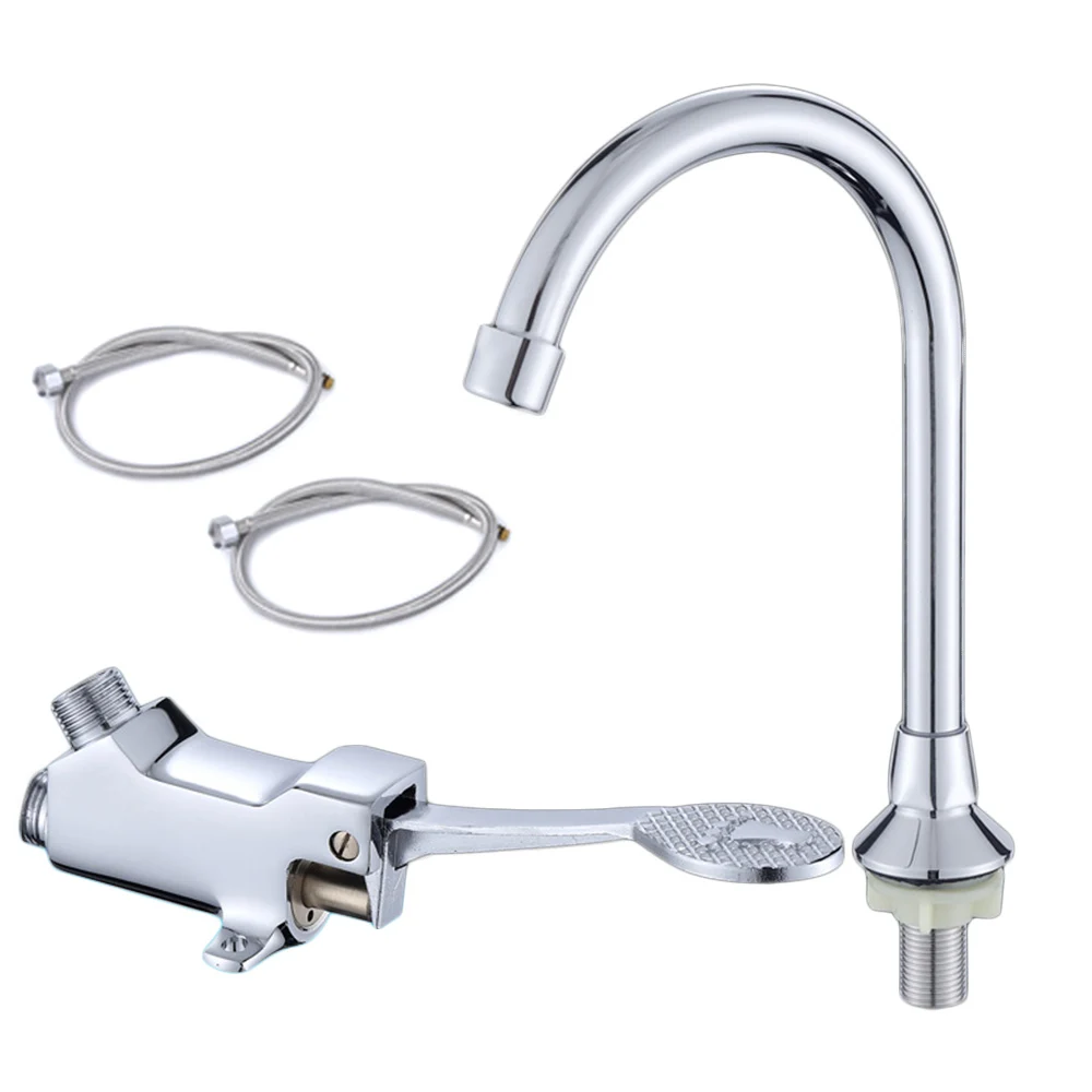 

2 pcs Switch Control Foot Pedal Valve Copper Household Bathroom Basin Faucet Single Cold Tap Water Faucet Single Cold Tap