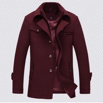

Hot 2020 New Fashion Mens Casual Warm Jacket Woolen Men's Jacket Double Collar Warm Woolen Coat