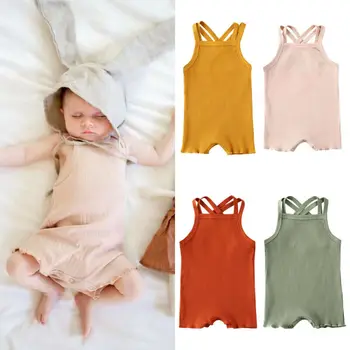 

Baby Summer Romper Infant Baby Boys Girls Romper Clothes Sleeveless Solid Strap Summer Outfit Baby Jumpsuit