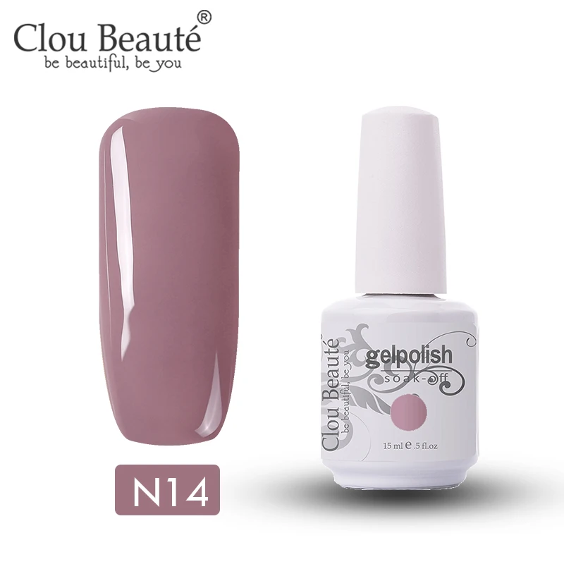 Серия Clou Beaute Nude, 15 мл, Гель-лак, УФ светодиодный лак для ногтей, долговечный Гибридный Гель-лак для ногтей Esmalte, лак для ногтей - Цвет: N14