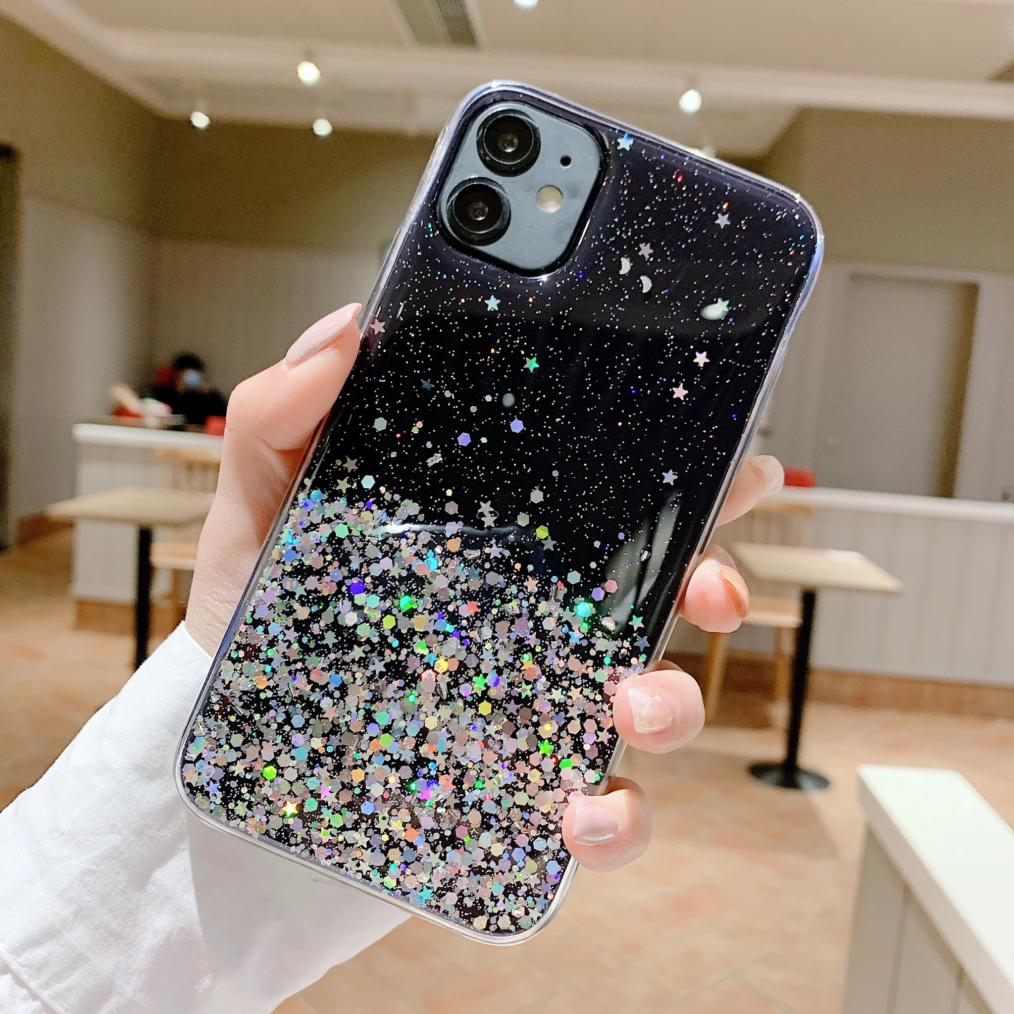 Роскошный блестящий чехол со звездами для iPhone 11 Pro Max X XS XR прозрачные чехлы из ТПУ