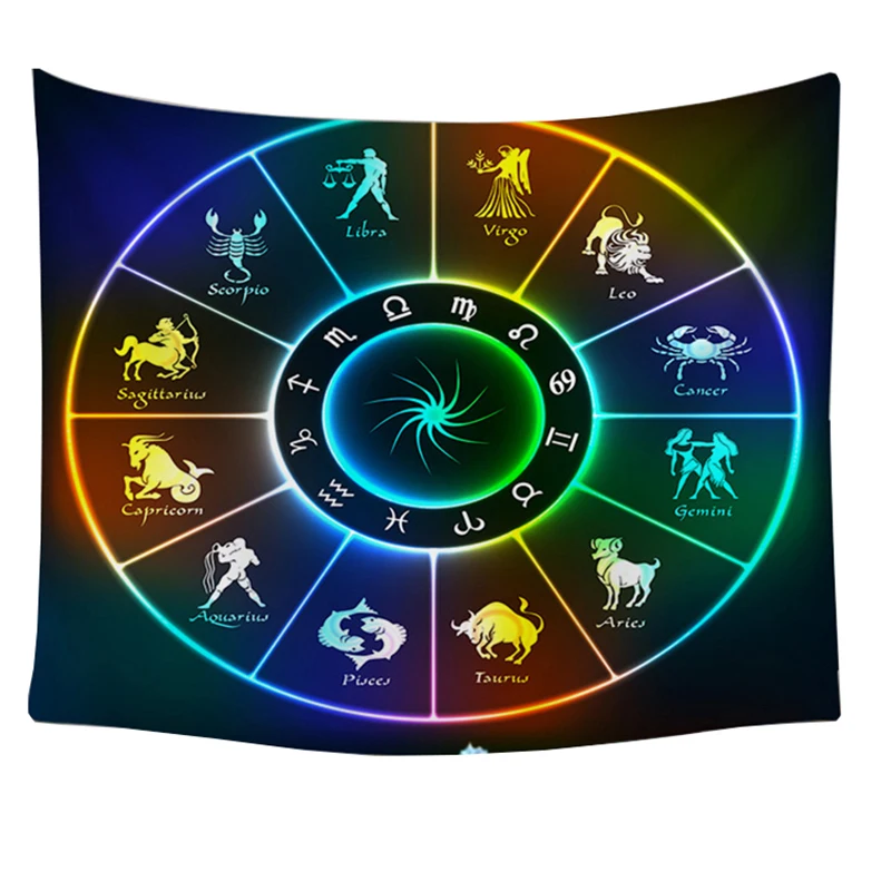 zodiac trippy tapestry bedroom tenture murale tapisserie home decor wall cloth | Дом и сад