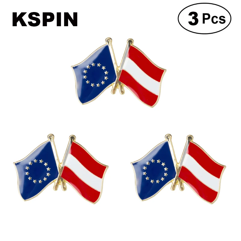 EU &amp Austria Frendship Lapel Pin Brooches Pins Flag badge Brooch Badges | Украшения и аксессуары