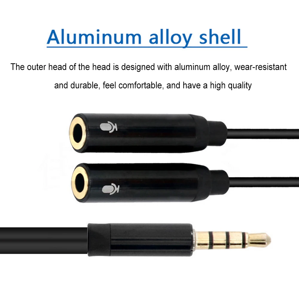 Audio Splitter Microphone Extension Cable Double Microphone Cable Jack 3.5mm Male to 2 Female for Phone Laptop AUX headphone audio splitter audio cable microphone accessories