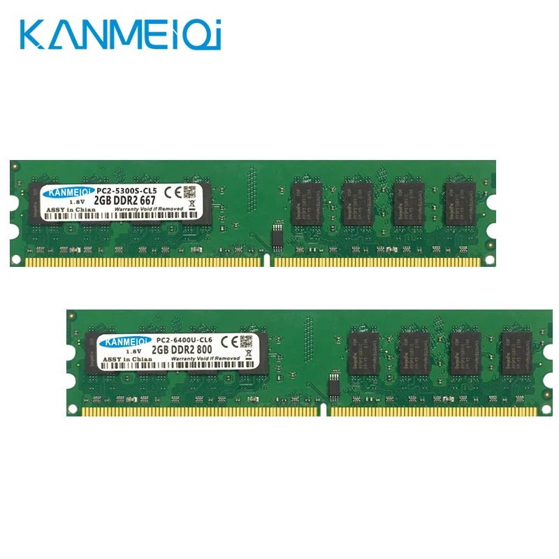 

KANMEIQi DDR2 Ram 4gb(2pcs*2GB) 667MHz 800MHz Memory Desktop 1.8V Dimm New Compatible with DDR2 motherboard